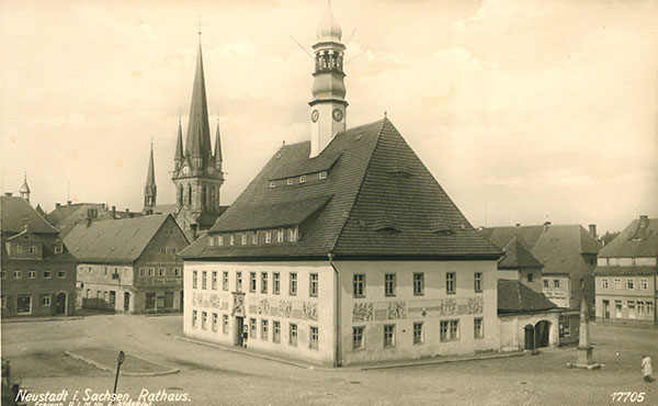 Blick auf Rathaus und St.-Jacobi-Kirche Ende der 30er Jahre